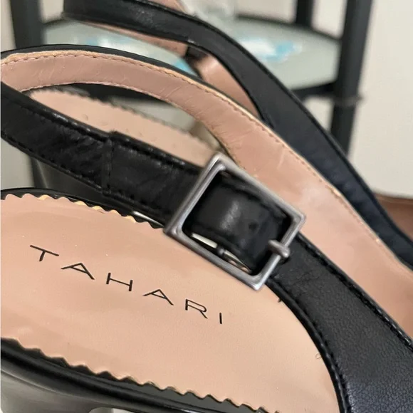 Tahari Black Glossy Slingback Heels - Picture 4 of 9